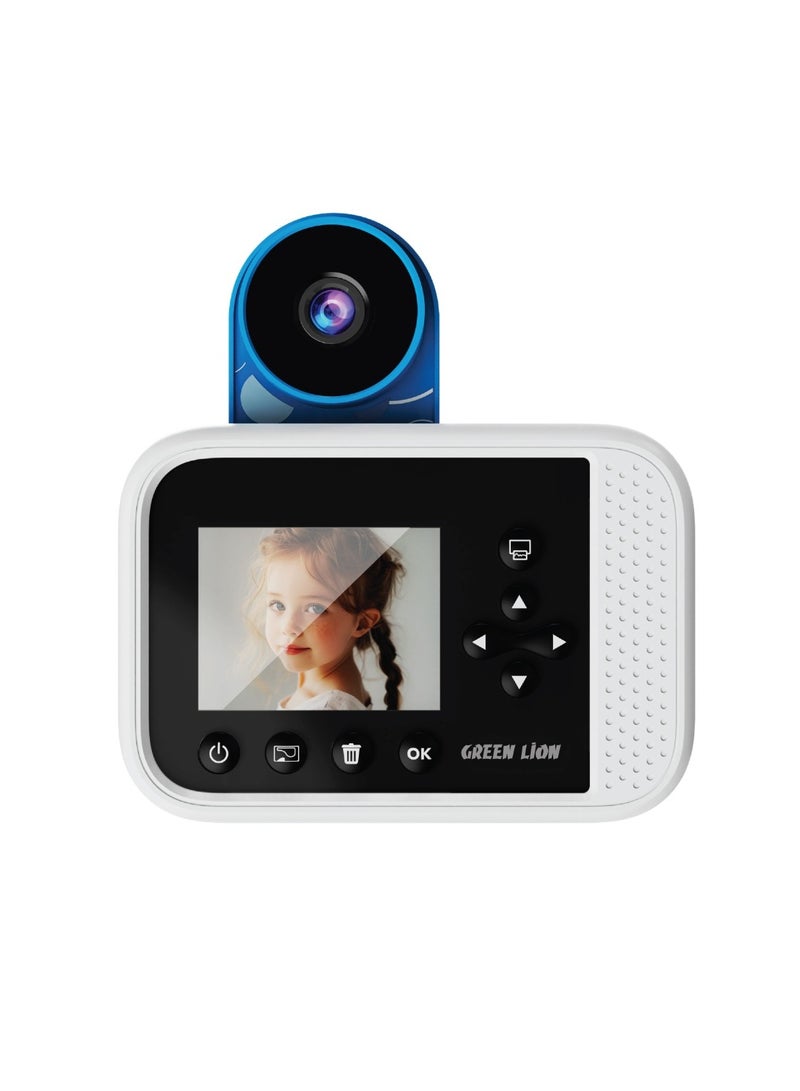 Snap Print Cam / 1080P/8MP/8xDigital Zoom / Games / Music / Instant Print / Burst Mode / Timelapse / Portrait Mode / Type-C Charging / High Battery Capacity / 100°Wide Lens Angle - Blue