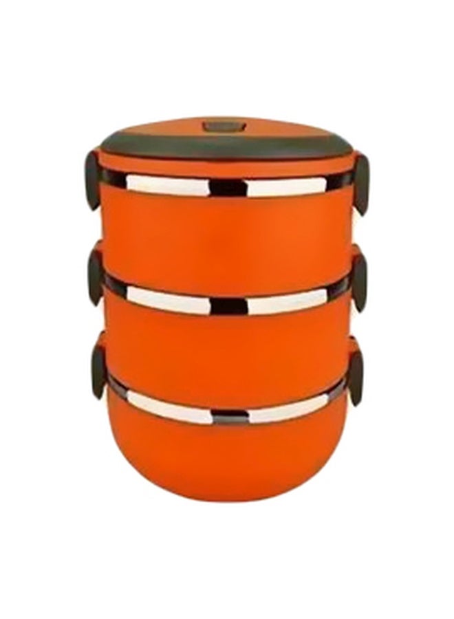 3 Layers Stainless Steel Lunch Box Orange/Black/Silver 204x148centimeter