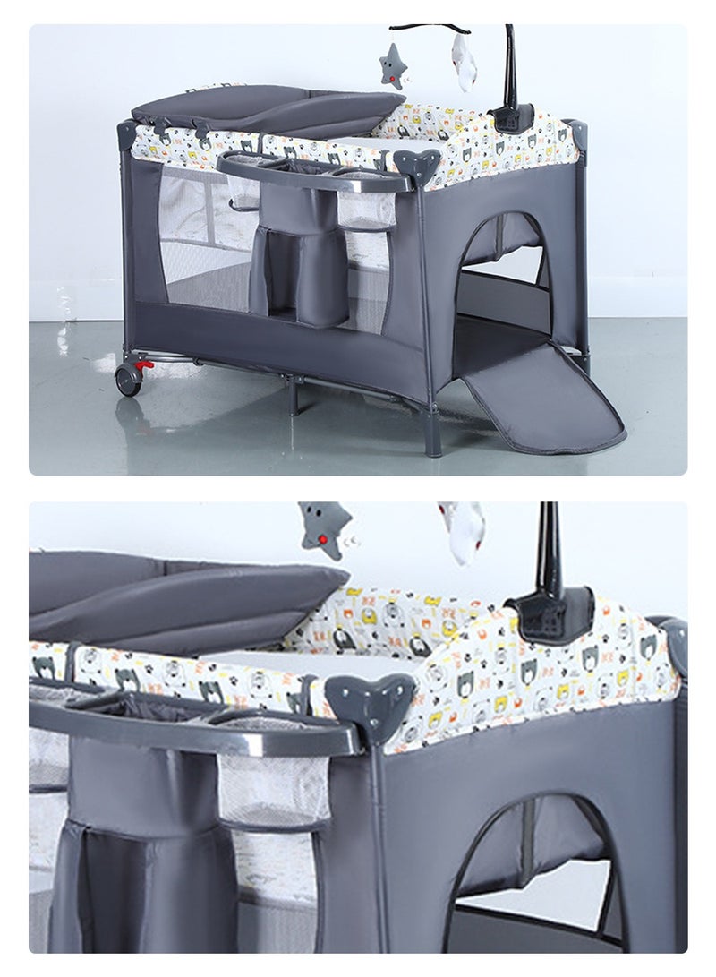 5-in-1 Baby Beside Crib, Foldable And Portable Baby Cot Bed, Comfort Infant Bassinet Bed With Diaper Changing Table