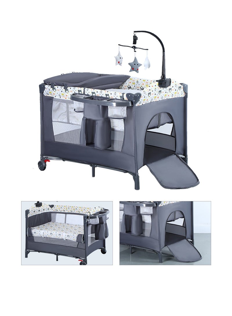 5-in-1 Baby Beside Crib, Foldable And Portable Baby Cradle Bed, Comfort Infant Bassinet Bed With Diaper Changing Table