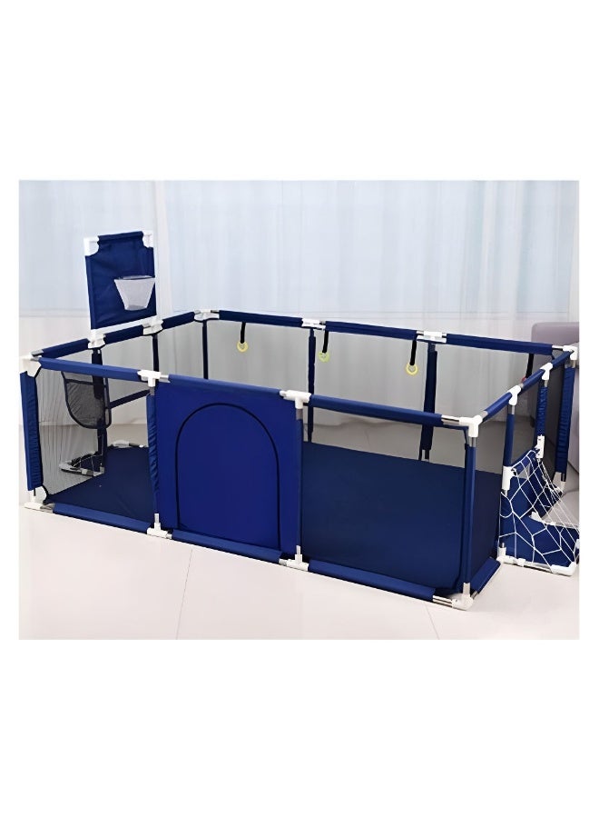 Large Toddler Stainless Steel Pipe Foldable, Safe Baby Playpen for Twin Blue