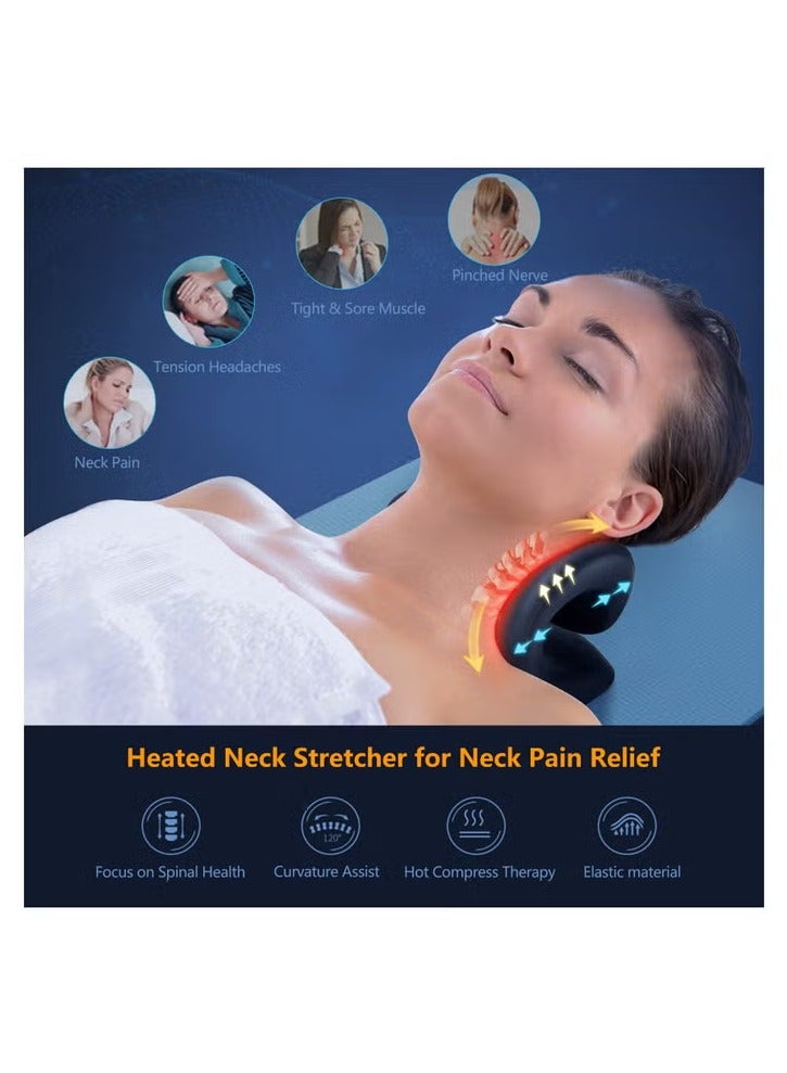 Neck and Shoulder Relaxer with Magnetic Therapy Pillowcase, Heated Cervical Traction Device Pillow with Graphene Pad, Cervical Traction Device for Relieve TMJ Headache Muscle Tension Spine Alignment