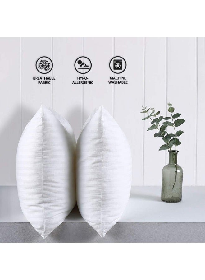 2 Piece Set Cotton Pillow, Comfortable Strip Hotel Pillow Stripe Cotton Bed Pillow White 50x70cm