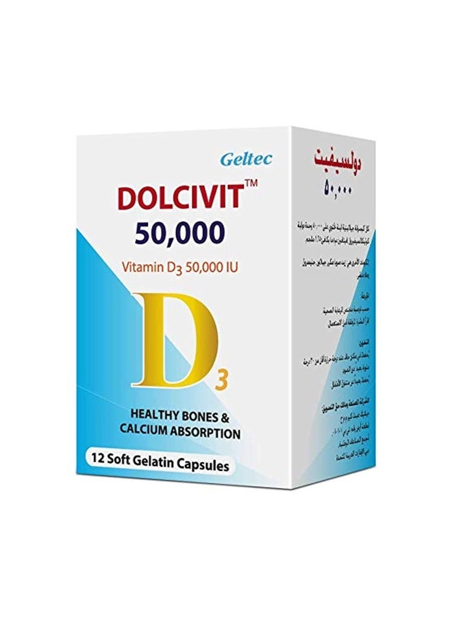 50000: High-Potency Vitamin D3 for Healthy Bones and Calcium Absorption 12 Soft Gelatin Capsules