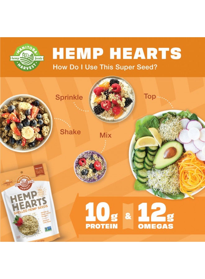 Hemp Seeds, 8oz (Pack of 2) 10g Plant Based Protein, 12g Omega 3 & 6 per Serving | Perfect for smoothies, yogurt, salad | Non-GMO, Vegan, Keto, Paleo, Gluten Free | Manitoba Harvest