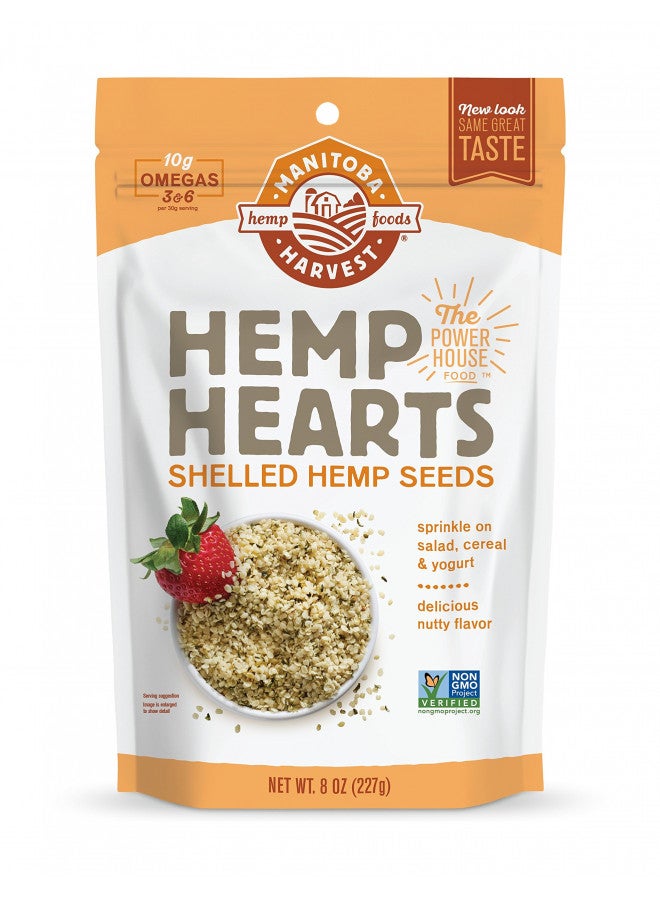 Hemp Seeds, 8oz (Pack of 2) 10g Plant Based Protein, 12g Omega 3 & 6 per Serving | Perfect for smoothies, yogurt, salad | Non-GMO, Vegan, Keto, Paleo, Gluten Free | Manitoba Harvest