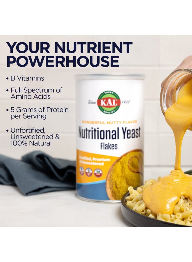 KAL Imported Nutritional Yeast Flakes, Unfortified & Unsweetened Fine Flakes, 100% Natural Source of Amino Acids & B Vitamins, Great Nutty Flavor, Non-GMO & Vegan, Approximately 22 Servings, 7.8oz