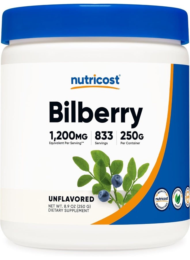 Bilberry Powder 250 Grams - Gluten Free And Non-Gmo