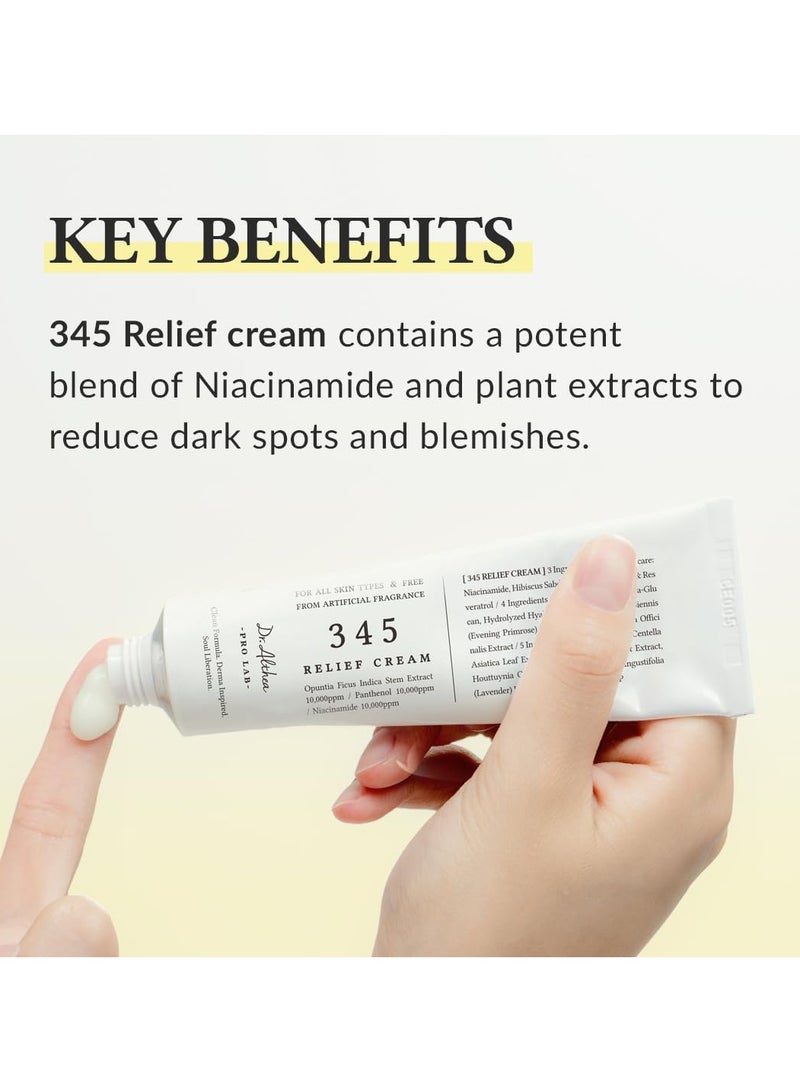 Dr.Althea 345 Relief Cream, Daily Face Moisturizer, Blemish Relief Care, Soothing Recovery & Moisture with Niacinamide, Panthenol, Korean Vegan Skincare for All Skin Types 50ml.