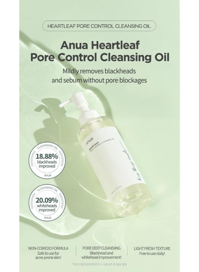 Heartleaf Pore Control Cleansing Oil Korean Facial Cleanser, Daily Makeup Blackheads Removal 200ml