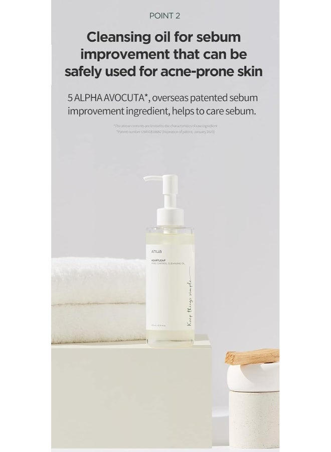 Heartleaf Pore Control Cleansing Oil Korean Facial Cleanser, Daily Makeup Blackheads Removal 200ml