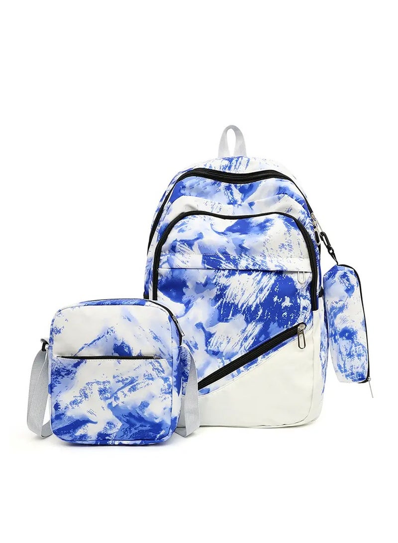 Star Babies 3pcs Set Colorful Backpack, Cute Preppy Style Travel Schoolbag With Lunch Box Bag And Pencil Case - Blue