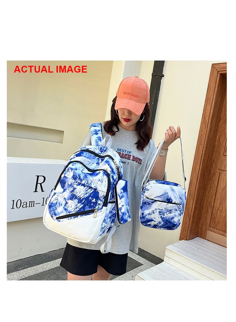 Star Babies 3pcs Set Colorful Backpack, Cute Preppy Style Travel Schoolbag With Lunch Box Bag And Pencil Case - Blue