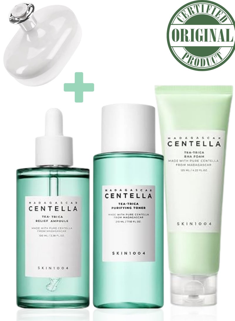 Includes BHA Foam Cleanser 125ml, Purifying Toner 210ml, Relief Ampoule 100ml Face Scrubber | Complete Acne Relief and Hydration Set 435ml