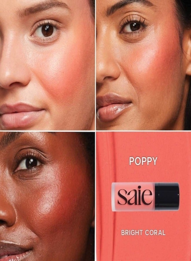 Dew Blush - Lightweight Blendable Liquid Blush, Poppy - bright coral 11g for a Natural Glow