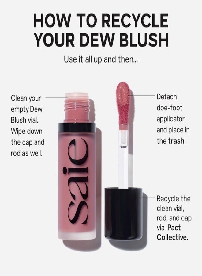 SAIE Dew Blush - Lightweight Blendable Liquid Blush, Rosy - soft pink 11g for a Natural Glow