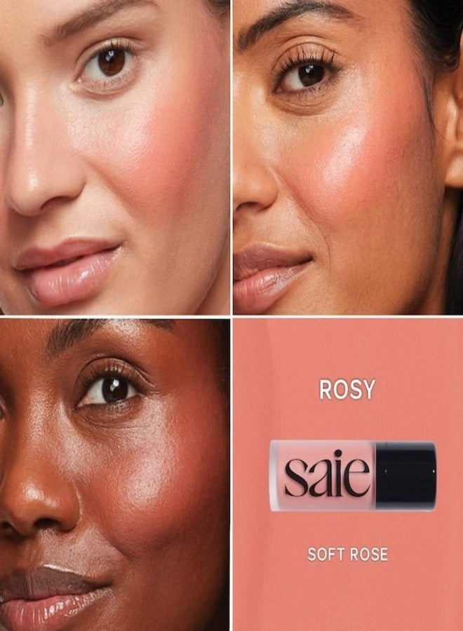 SAIE Dew Blush - Lightweight Blendable Liquid Blush, Rosy - soft pink 11g for a Natural Glow