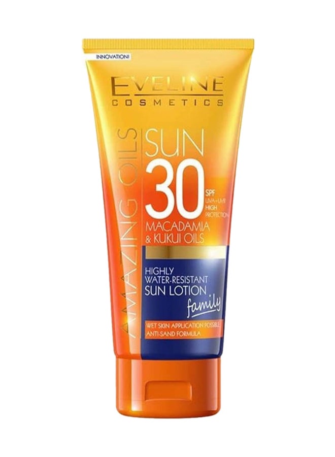 Eveline Cosmetics Highly Water Resistant Sun Lotion, Spf 30 With Macadamia & Kukui Oils 200ml