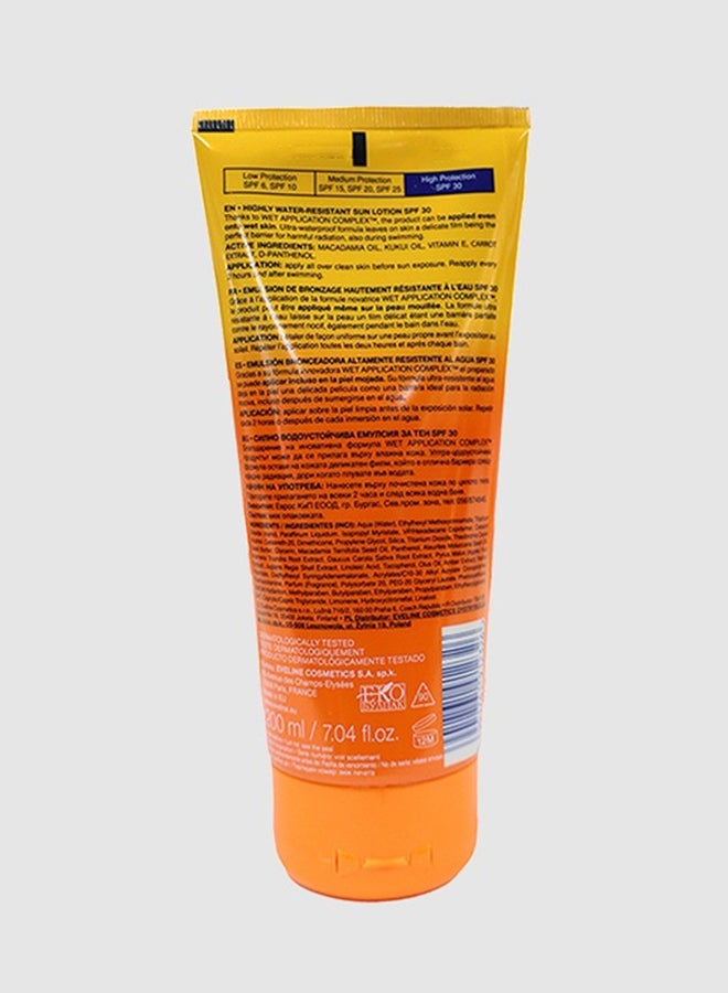 Eveline Cosmetics Highly Water Resistant Sun Lotion, Spf 30 With Macadamia & Kukui Oils 200ml