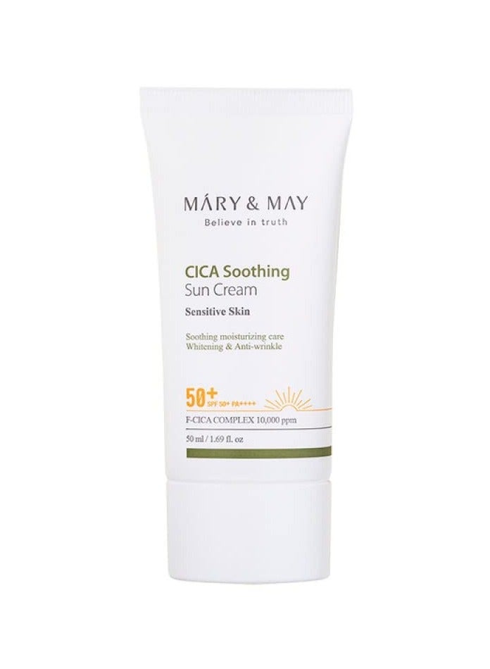 Mary&May CICA Soothing Sun Cream SPF50+ PA++++ 50ml, Korean sunscreen face, No Sticky, No Streak, No white cast, Sun block, Cica facial Vegan sun cream, Daily care