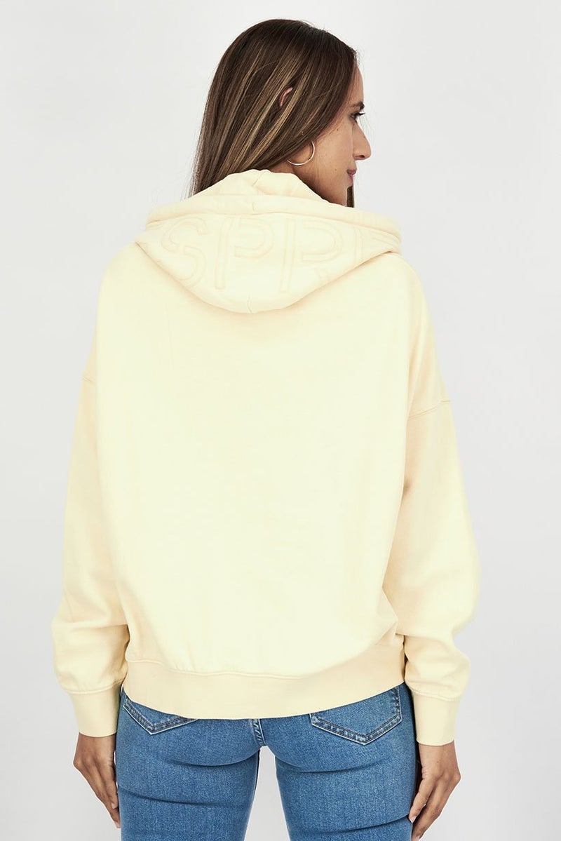 Women Hooded Plain Sweatshirt, Yellow