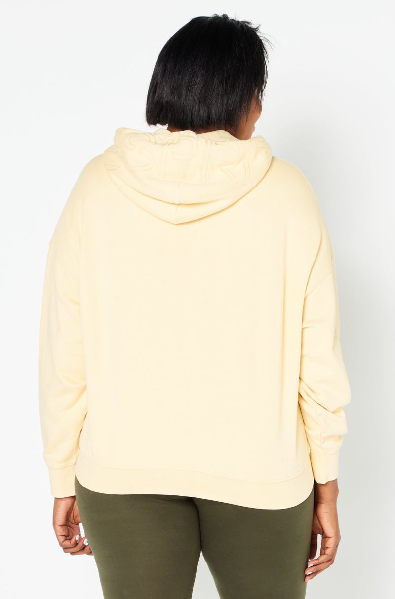 Women Hood With Drawstring Plain Hoodie, Yellow