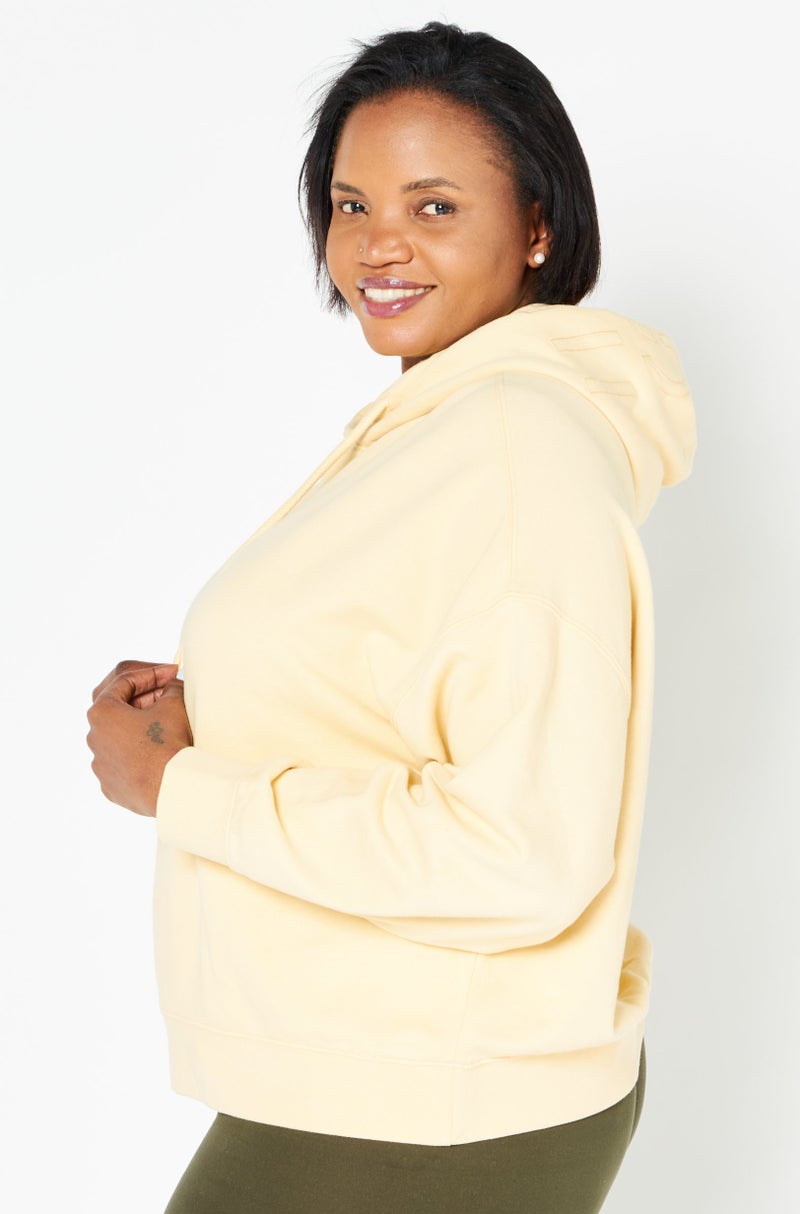 Women Hood With Drawstring Plain Hoodie, Yellow