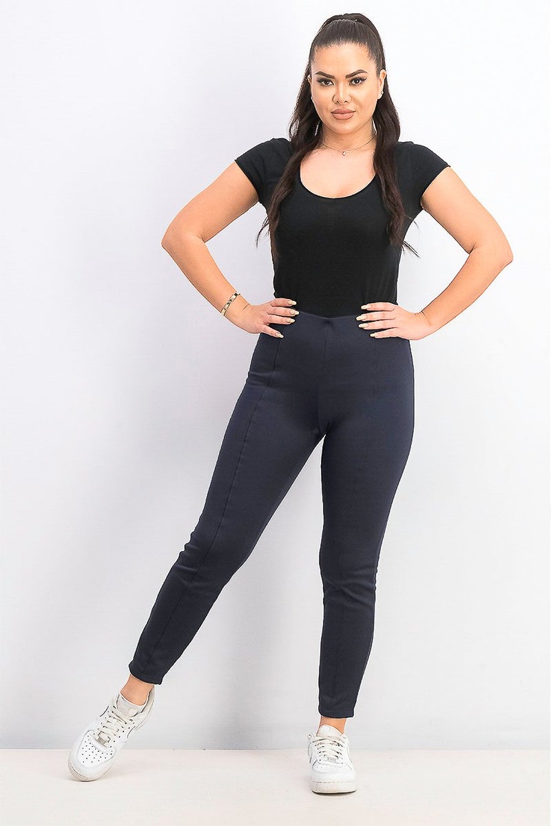 Women Plain Full Tights, Navy