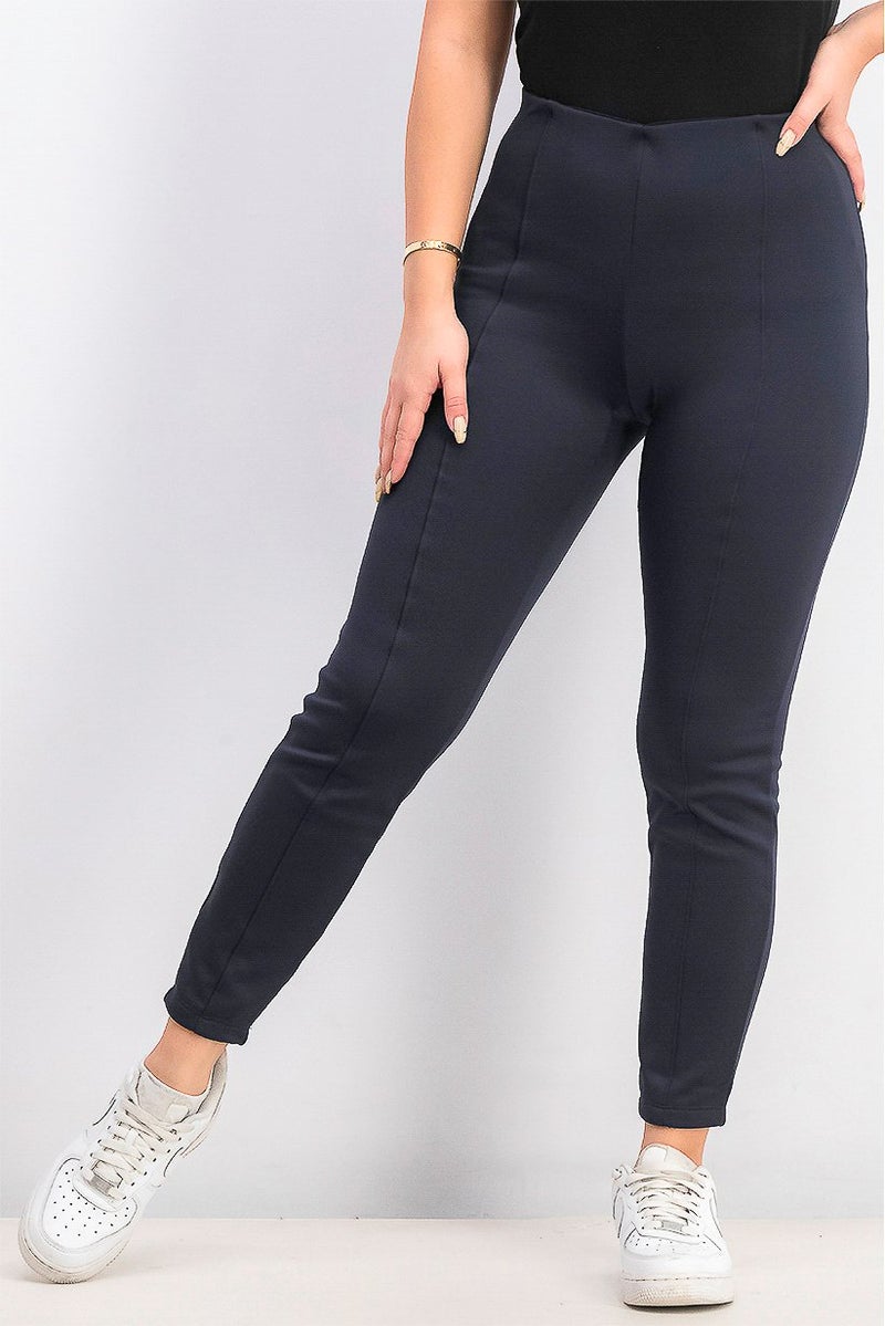 Women Plain Full Tights, Navy