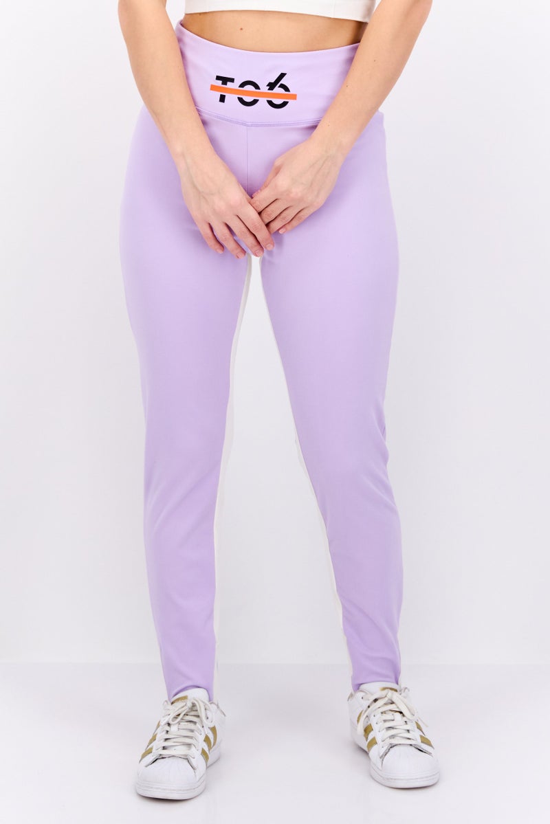 Women Sportswear Fit Training Leggings, Purple/White