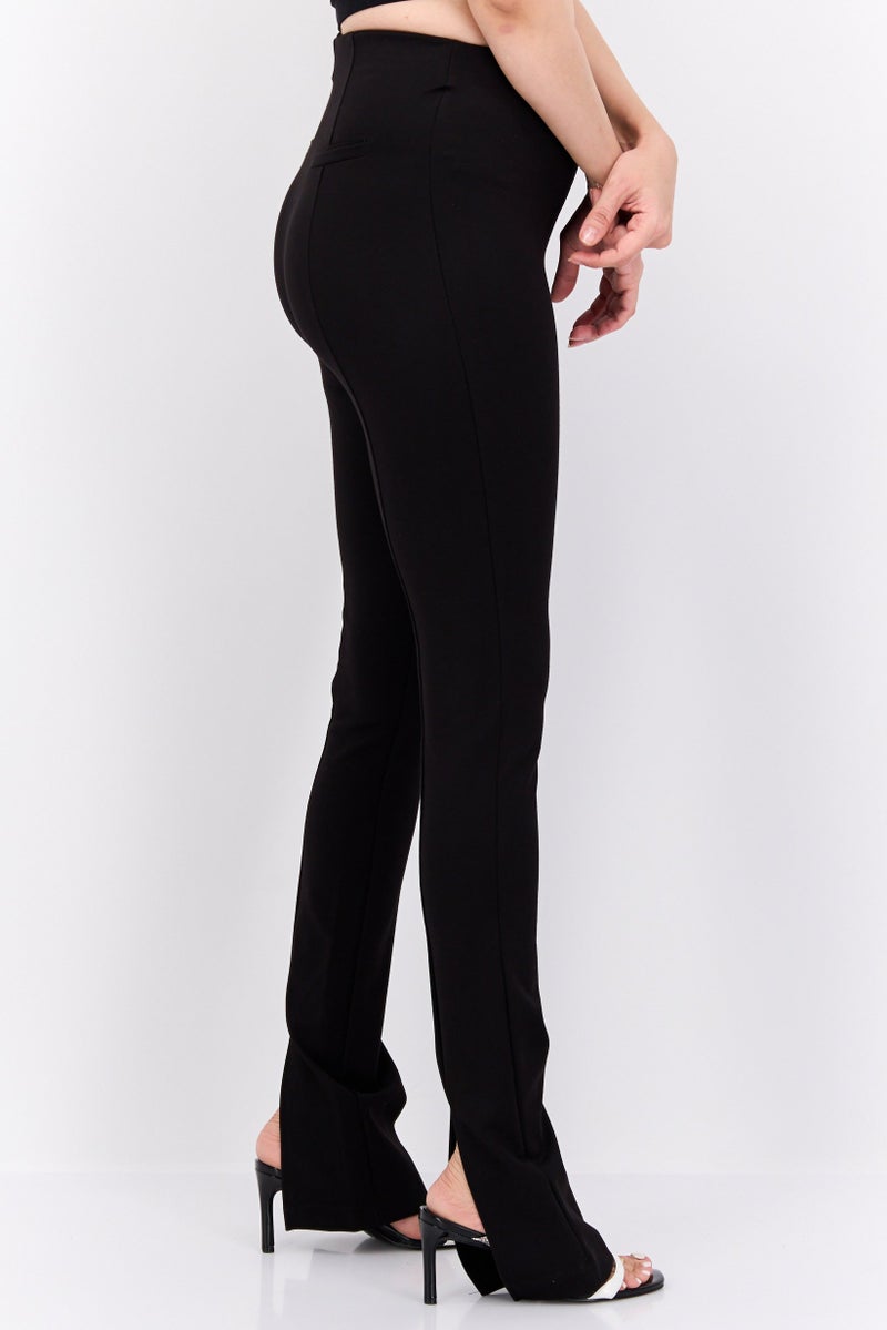 Women Plain Bootcut Trousers Pant, Black