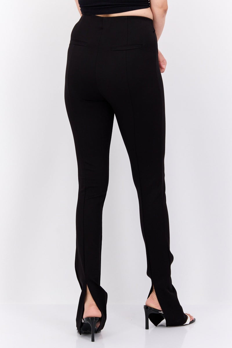 Women Plain Bootcut Trousers Pant, Black