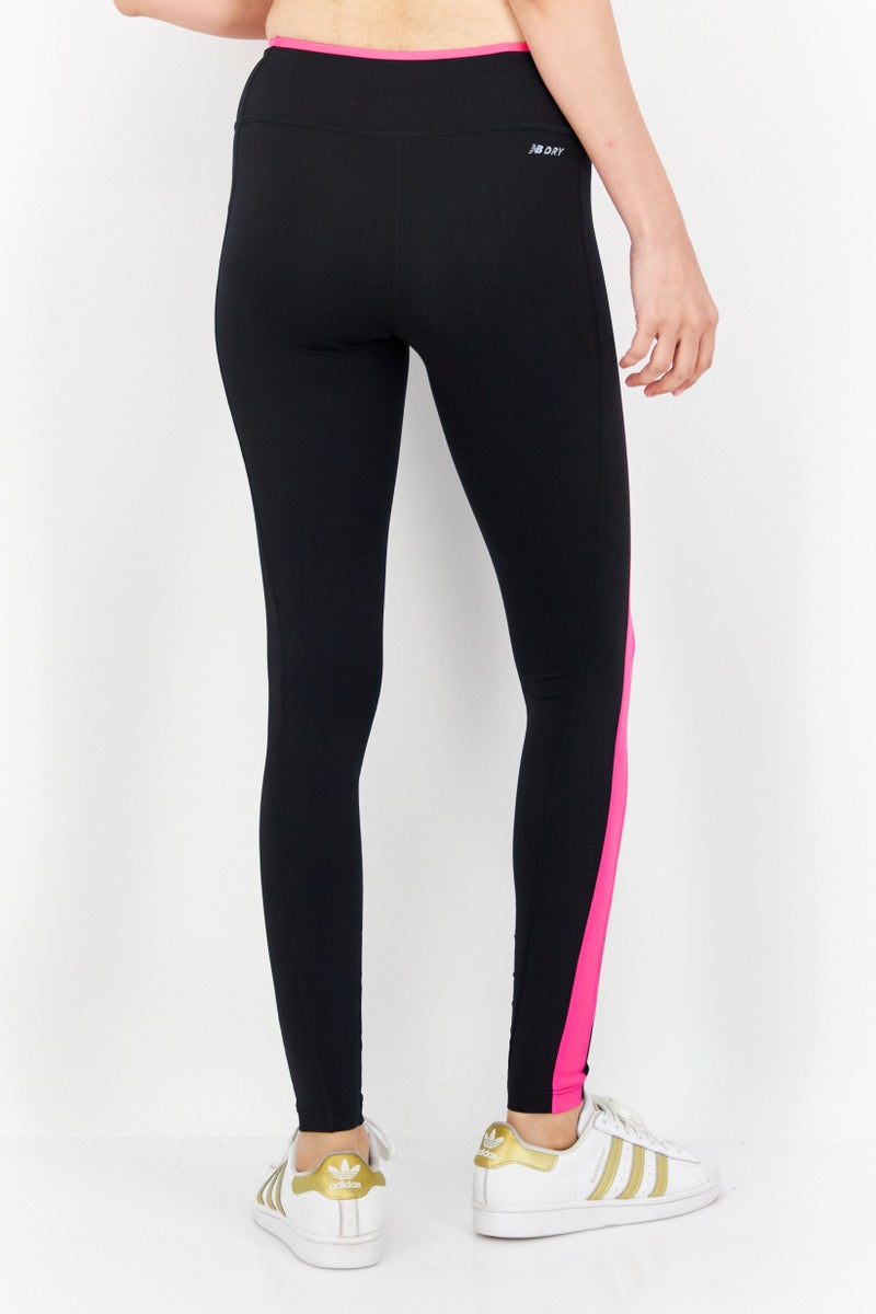 Women Sportswear Fit Brand Logo Training Tights, Black and Pink