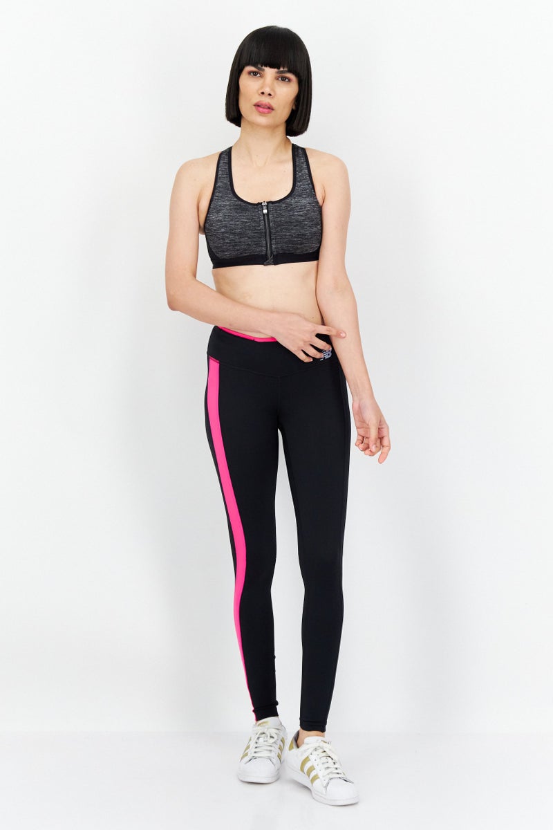 Women Sportswear Fit Brand Logo Training Tights, Black and Pink