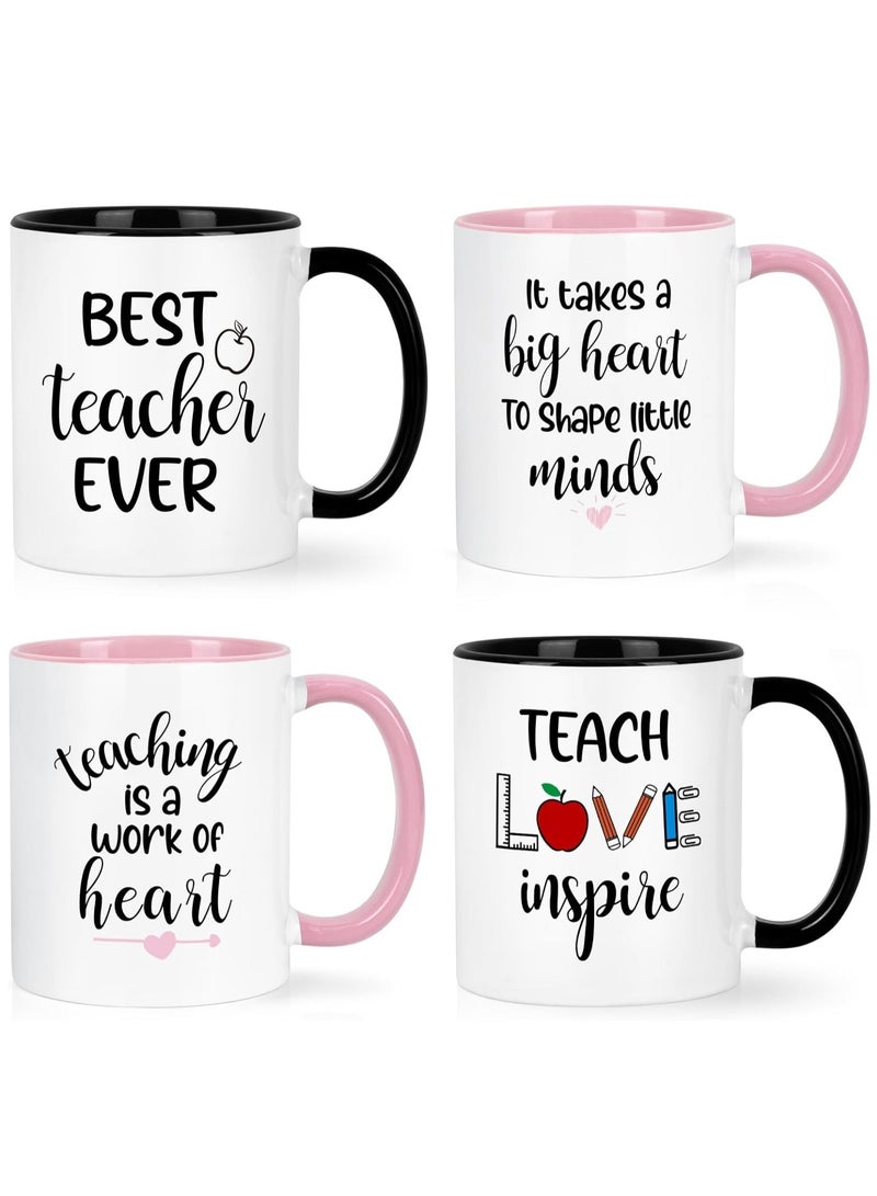 Teacher Appreciation Gifts Bulk 4 Pcs Teacher Appreciation Gifts Best Teacher Ever Gifts Teacher Mug Teacher Gifts for Women Men Thank You Teacher Gifts Christmas Gifts for Teacher 11 Oz