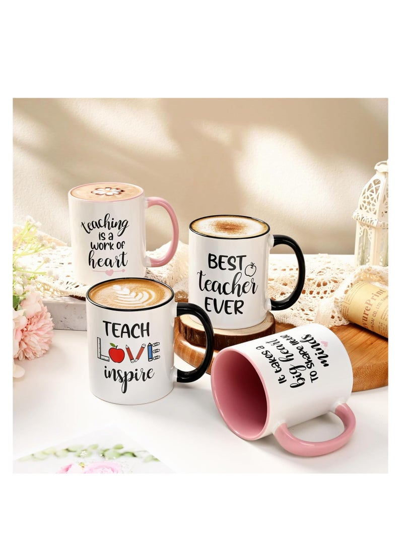 Teacher Appreciation Gifts Bulk 4 Pcs Teacher Appreciation Gifts Best Teacher Ever Gifts Teacher Mug Teacher Gifts for Women Men Thank You Teacher Gifts Christmas Gifts for Teacher 11 Oz