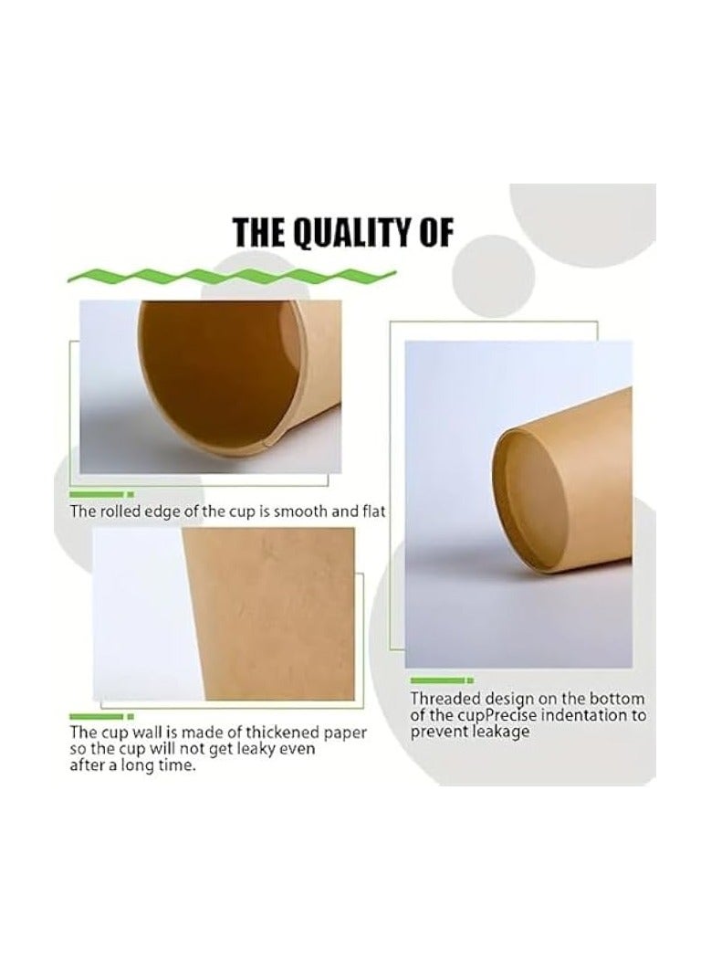 [100 Pack] 9 oz Unbleached Kraft Brown Paper Cups - Eco-Friendly Disposable Hot and Cold Beverages for Water