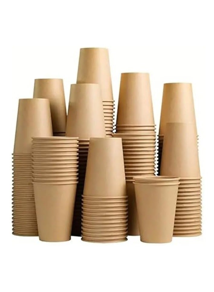 [100 Pack] 9 oz Unbleached Kraft Brown Paper Cups - Eco-Friendly Disposable Hot and Cold Beverages for Water