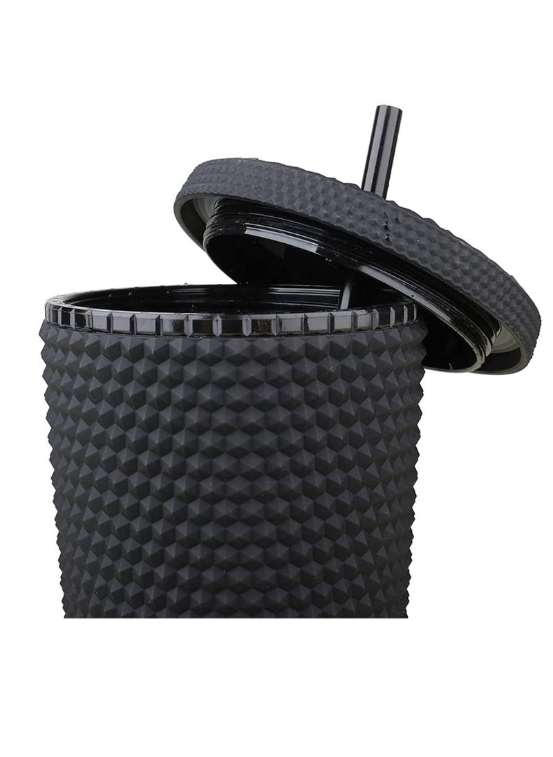 24Oz Water Cup Straw Studded Tumbler And With Leak Proof Lid Matte(Matte Black Fully Studded)