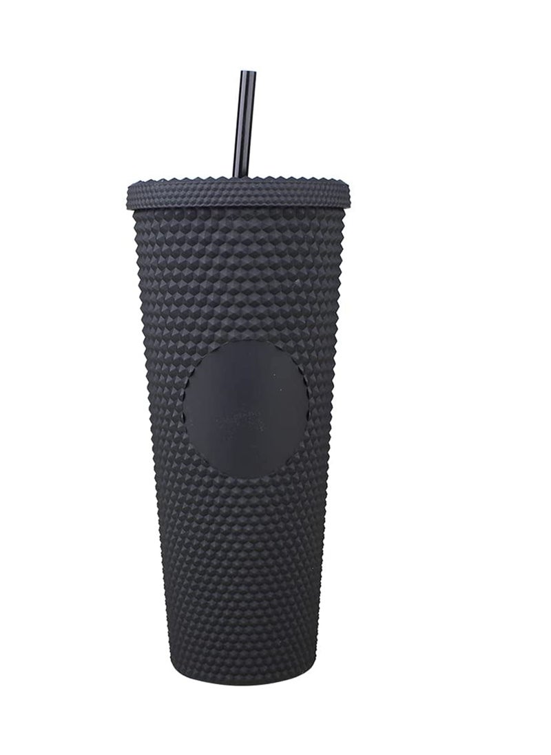 24Oz Water Cup Straw Studded Tumbler And With Leak Proof Lid Matte(Matte Black Fully Studded)