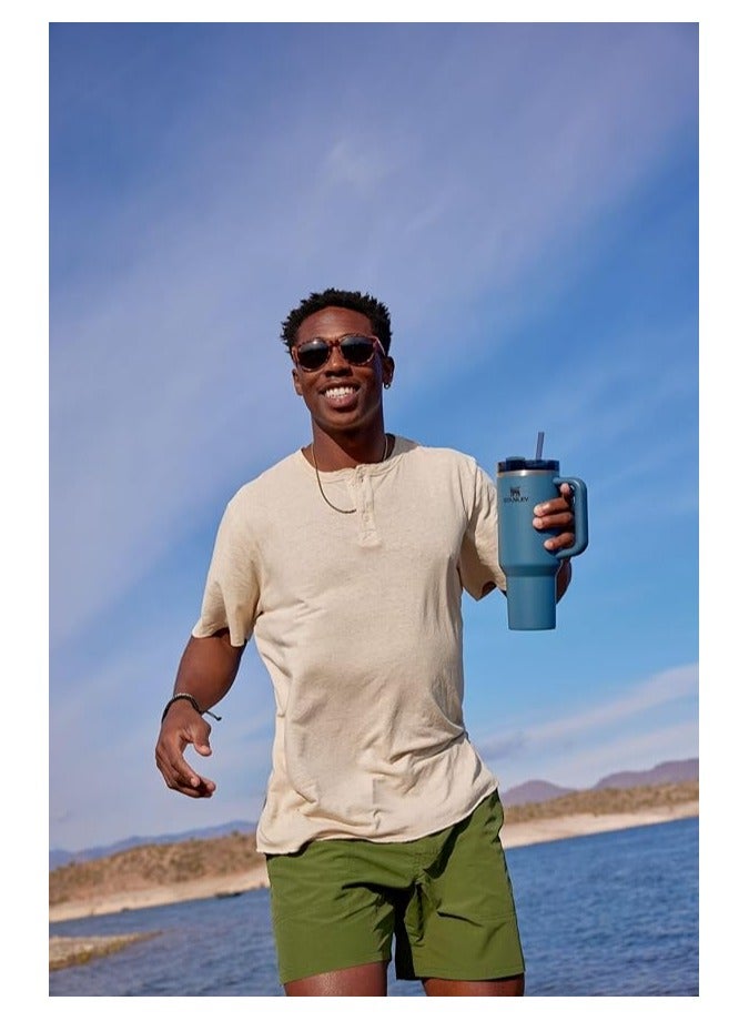 H2.0 Flow State Stainless Steel Tumbler with Handle and Straw Lid Insulated Reusable Cup for Water, Coffee, Smoothies & More, Travel Mug, Cupholder Friendly 30oz (black)