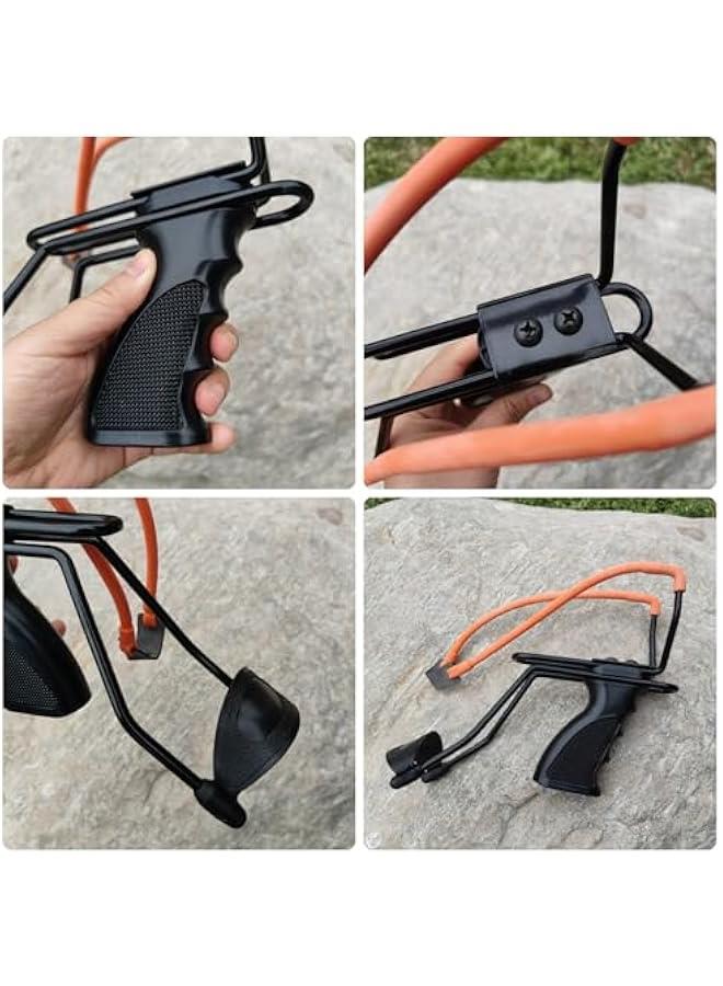 Wrist Rocket Slingshot with Adjustable Frame Powerful Wrist Slingshots with 4pcs Rubber Bands 50pcs Steel Ammo and 2pcs Targets for Outdoor Hunting