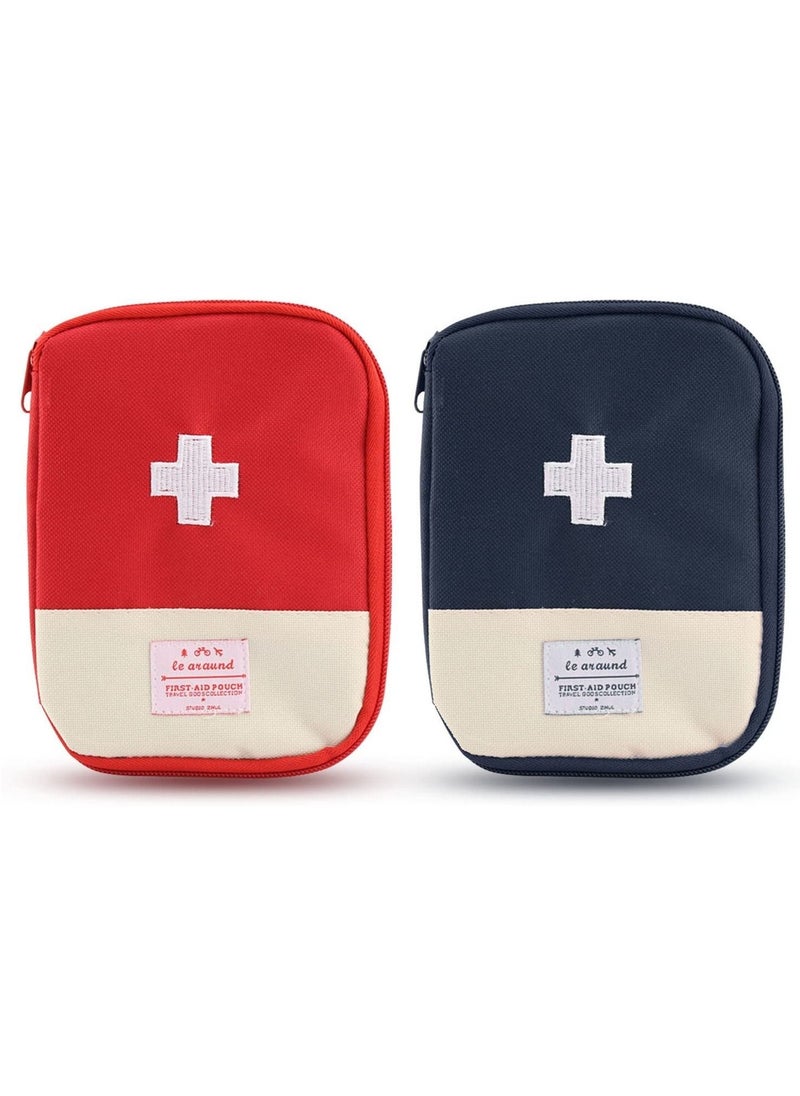 Mini First Aid Bag Portable Travel First Aid Kit Empty for Car Cycling Marathon Running Outdoor Camping Hiking Travel Emergency Travel Home Office Red Blue