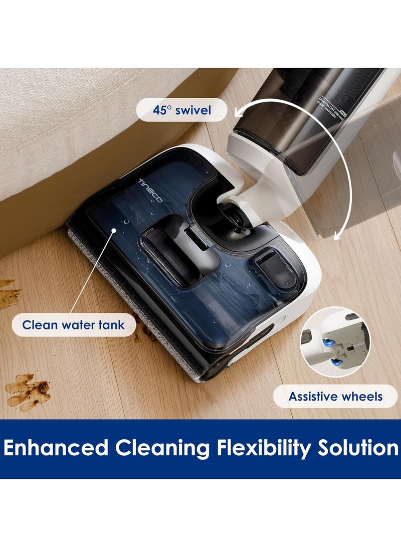 Floor One Stretch S6 - 35min, Smart Wet Dry Cordless Vacuum Floor Washer & Mop Stick 12 000Pa Suction 180° Lay Flat Design 2min Hot Water Wash 0.8 L 230 W FW400800SG White