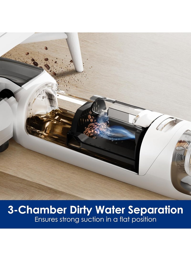 Floor One Stretch S6 - 35min, Smart Wet Dry Cordless Vacuum Floor Washer & Mop Stick 12 000Pa Suction 180° Lay Flat Design 2min Hot Water Wash 0.8 L 230 W FW400800SG White