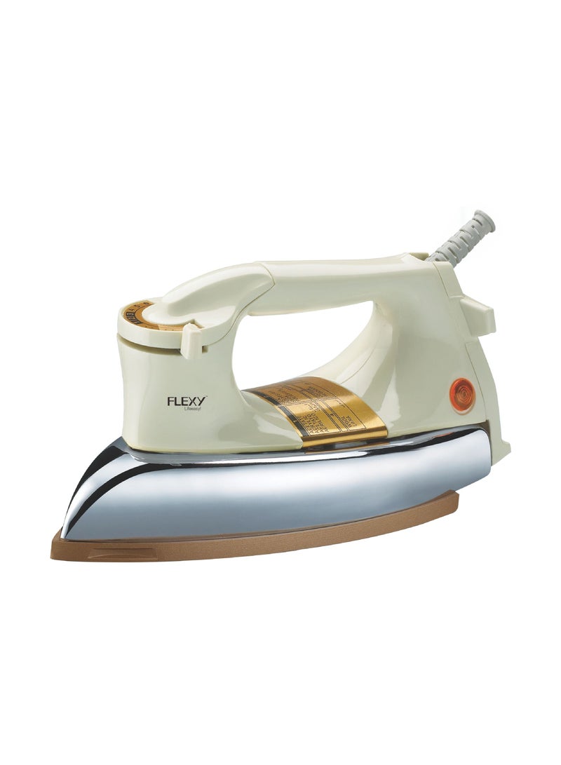 Automatic Dry Iron: Super Deluxe Heavy Weight Iron Box with Temperature Settings Dial, Auto Shut Off Function, and Teflon Coating - Suitable for All Fabrics - White/Golden (2.5 kg, 1200 W)