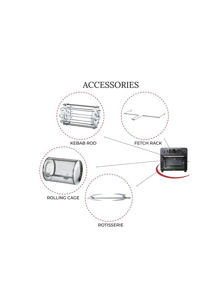 MEBASHI Air Fryer Oven (VDE) with Digital Screen, 1700W 23L Capacity, Touch Button Control, 10 Pre-Set Program (ME-AFO996)