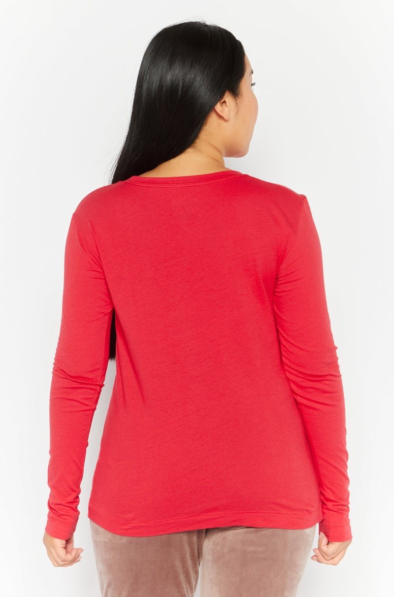 Women Sportswear Fit Long Sleeve Training Tops, Red