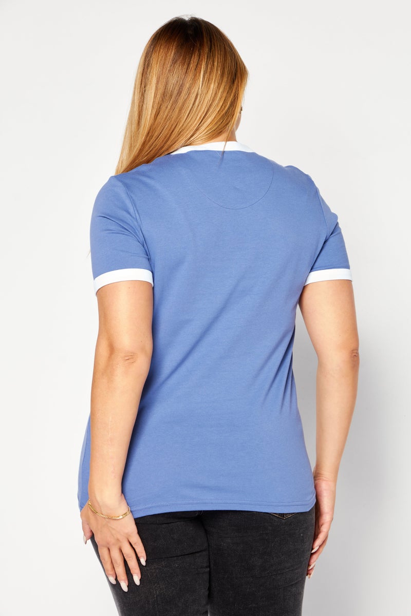 Women Crew Neck Short Sleeves Brand Logo T-Shirt, Prelingual  Purple