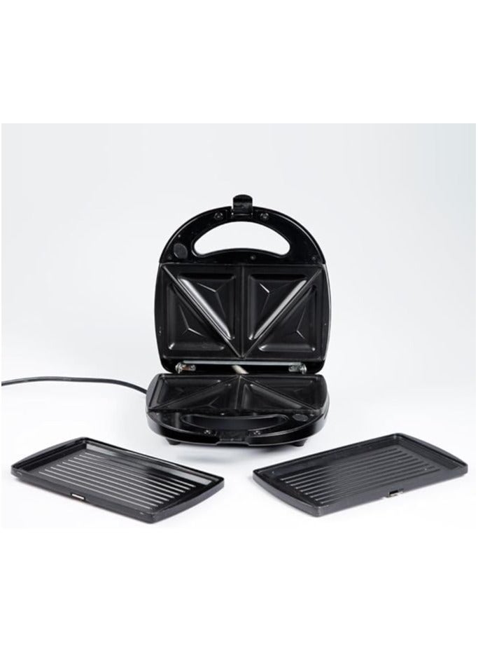 MEBASHI Grill Sandwich Maker | JAPAN | 800 Watt, Cool Touch Handle,Toast, Waffle, Griddle, Non-Stick Coating Plates, Automatic Temperature Control, Anti-Slip Feet (ME-SW1005W2)(750W)